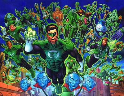Il Green Lantern Corps<br>disegno di Alex Ross<br><i>(c) 2005 DC Comics</i>