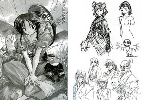 Una pin-up e studi per i personaggi Una pin-up e studi per i personaggi<br><i>(c) aventi diritto</i>