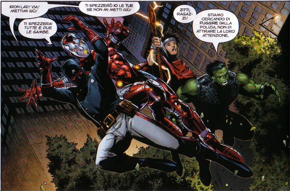 I Giovani Vendicatori I Giovani Vendicatori<br>Da Young Avengers #1 Tavola 18 Vignetta 1<br><i>(c) 2005 Marvel Comics / 2006 Panini Comics</i>