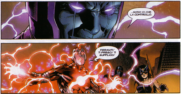 Kang controlla Iron Lad Kang controlla Iron Lad<br>da New Avengers #4 Tavola 21 Vignetta 2<br><i>(c) 2005 Marvel Comics / 2006 Panini Comics</i>