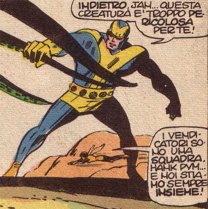 Goliath Goliath<br>da Avengers 40 Tavola 17 particolare Vignetta 1<br><i>(c) 1967 Marvel Comics</i>