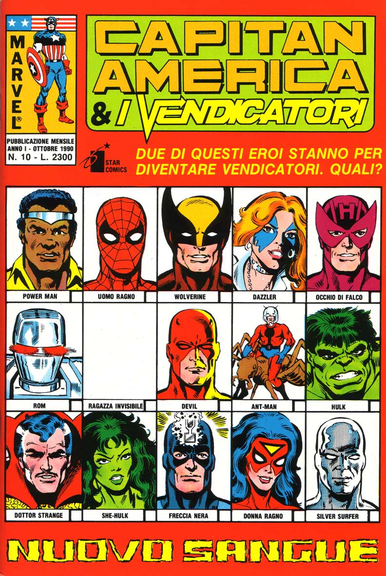 Preistoria dei Nuovi Vendicatori Preistoria dei Nuovi Vendicatori<br>copertina di "Capitan America & i Vendicatori 10" da "Avengers 221"<br><i>(c) 1982 Marvel Comics / 1990 Star Comics</i>