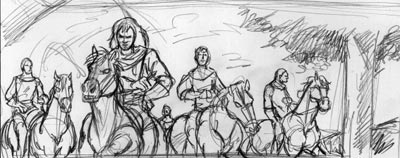 Gruppo a cavallo<br>disegni di Luciano Costarelli<br><i>(c) 2006 7Styles</i>