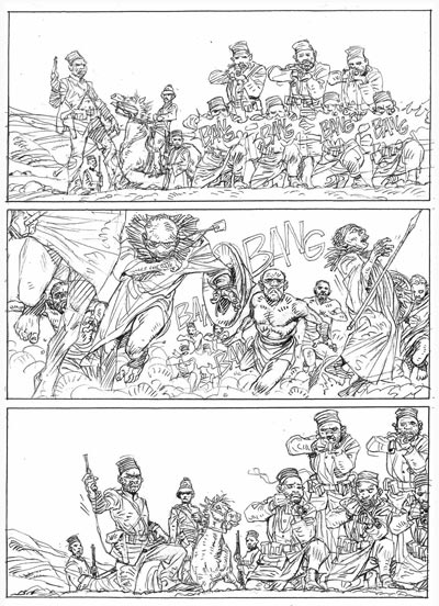 Tavola di Prova - 1<br>disegni di Burak<br><i>(c) 2006 Sergio Bonelli Editore</i>