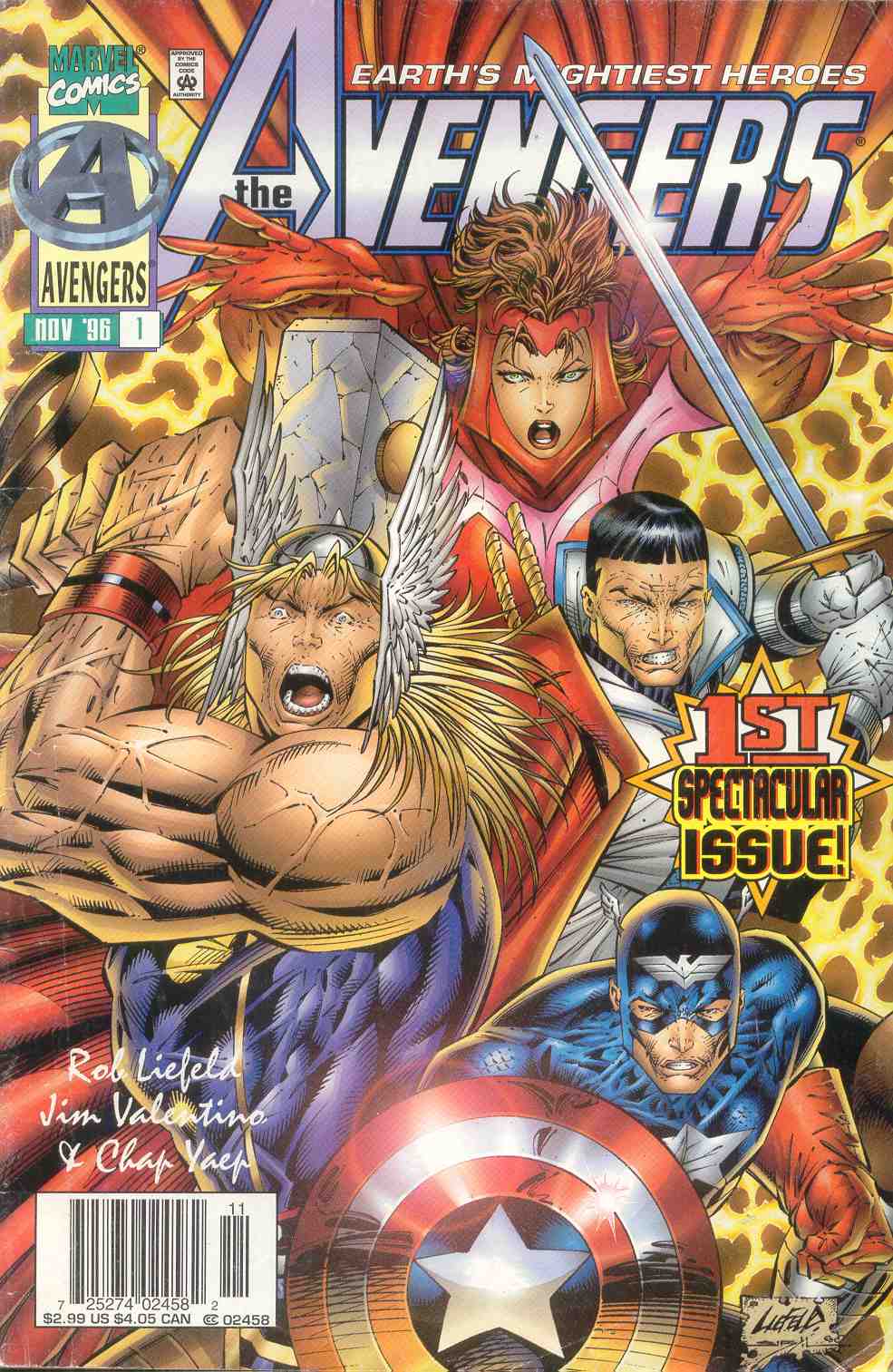 Avengers Vol. 2 Numero 1 Avengers Vol. 2 Numero 1<br>(insulsi) disegni di Rob Liefeld<br><i>(c) 1996 Marvel Comics</i>