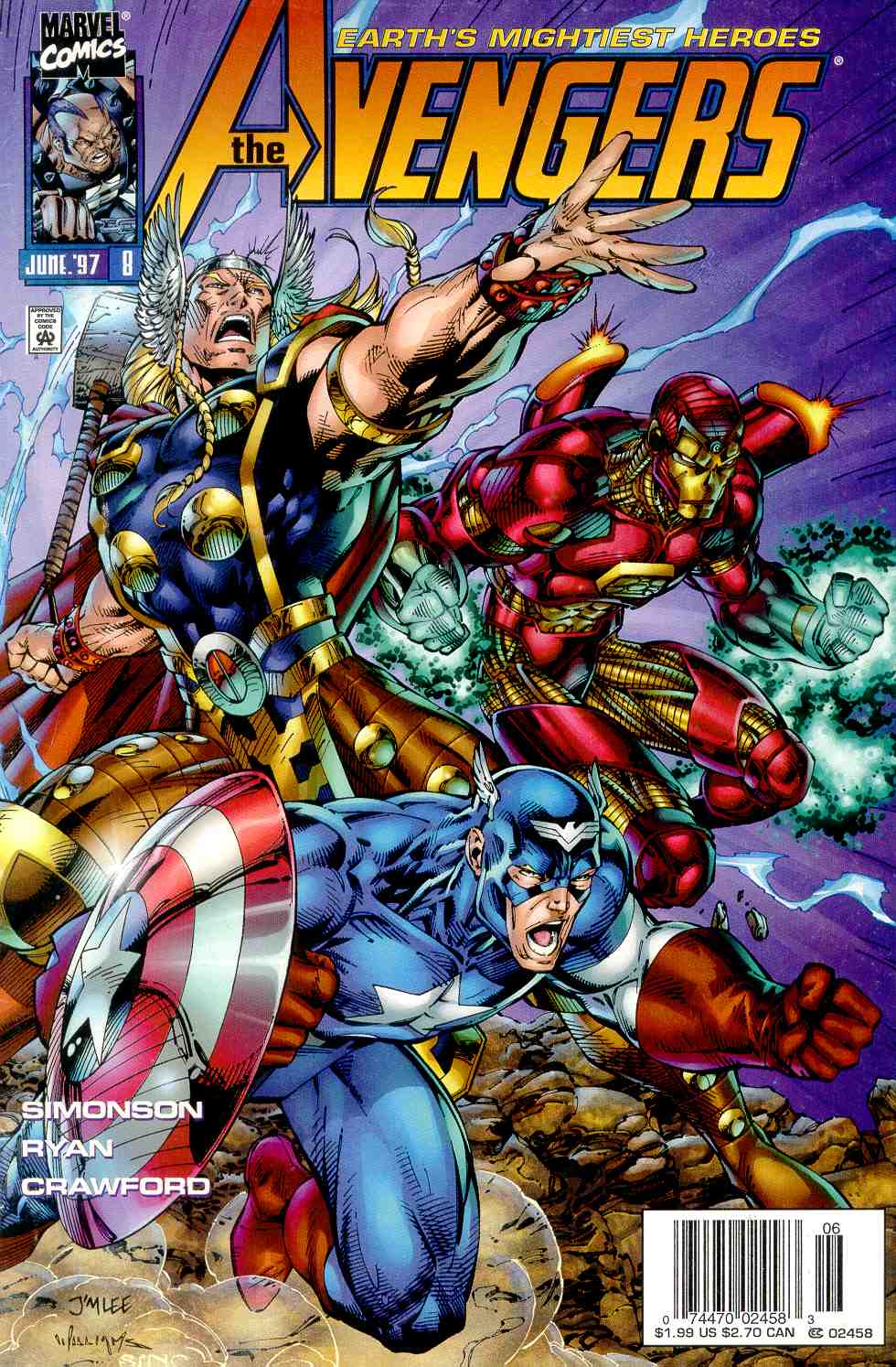 Avengers Vol. 2 numero 8 Avengers Vol. 2 numero 8<br>Disegno di Jim Lee<br><i>(c) 1997 Marvel Comics</i>