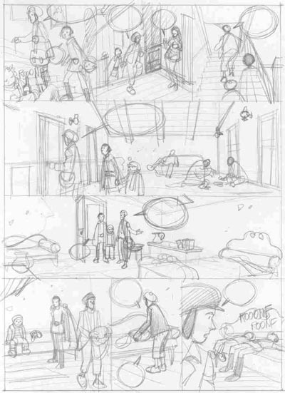 Tavola 12 - storyboard<br>disegni di Marco Nizzoli<br><i>(c) 2006 Les Humano�des Associ�s</i>