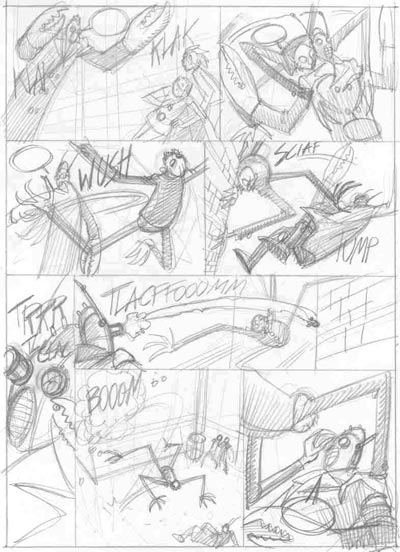 Tavola 49 - storyboard<br>disegni di Marco Nizzoli<br><i>(c) 2006 Les Humano�des Associ�s</i>