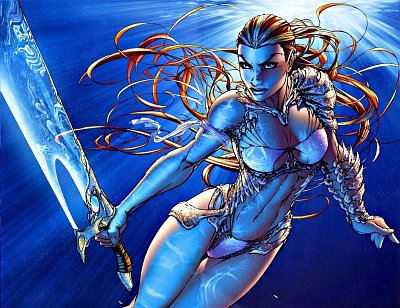 Kiani realizzata da Michael Turner Kiani realizzata da Michael Turner<br>Tavola tratta da Fathom 10<br><i>(c) 2006 Panini Comics</i>