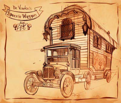 Studi Spookie Waggon<br>disegni di Luigi Cavenago<br><i>(c) 2006 Free Books</i>
