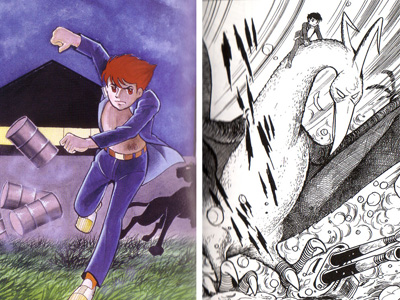 Due suggestive immagini di Babil Due suggestive immagini di Babil<br>disegni di Mitsuteru Yokoyama<br><i>(c) aventi diritto</i>