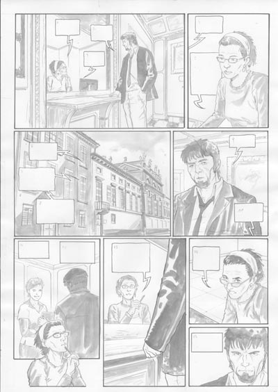 Volume 1 Tavola 13 bianco&nero<br>disegni di Andrea Mutti<br><i>(c) 2006 Edizioni BD</i>