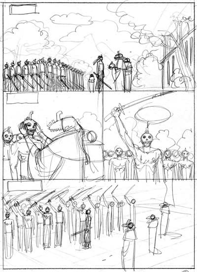 Tavola 4 - storyboard<br>disegni di Marco Nizzoli<br><i>(c) 2006 Les Humano�des Associ�s</i>