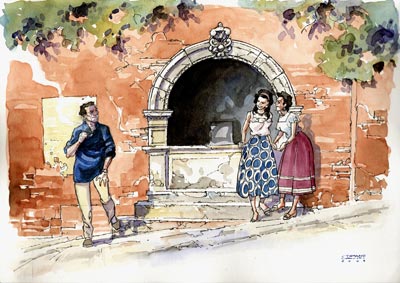Nero alla fonte<br>disegni e colori di Stefano Casini<br><i>(c) 2006 Editions Mosquito</i>