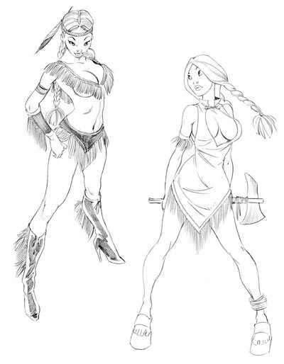 Studi Personaggio: Sexy Squaw<br>disegni di Vincenzo Cucca<br><i>(c) 2006 GGStudio</i>