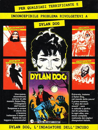 Arriva Dylan Dog Arriva Dylan Dog<br>il lancio pubblicitario del primo episodio<br><i>(c) 1986 Sergio Bonelli Editore</i>