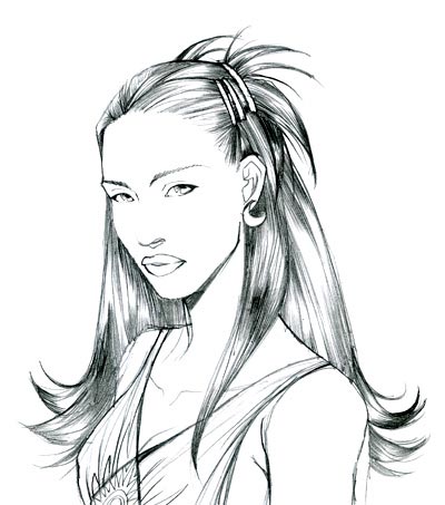 Studio Personaggio Samia<br>disegni di M.Cancellieri<br><i>(c) 2006 Eboniah Duo</i>