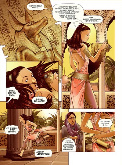 Episodio 1, tavola 4<br>disegni di M.Cancellieri, colori di M. Morandi<br><i>(c) 2006 Eboniah Duo</i>