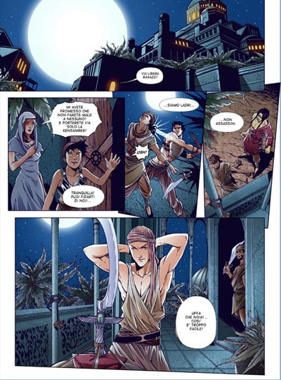 Episodio 1, tavola 14<br>disegni di M.Cancellieri, colori di M. Morandi<br><i>(c) 2006 Eboniah Duo</i>