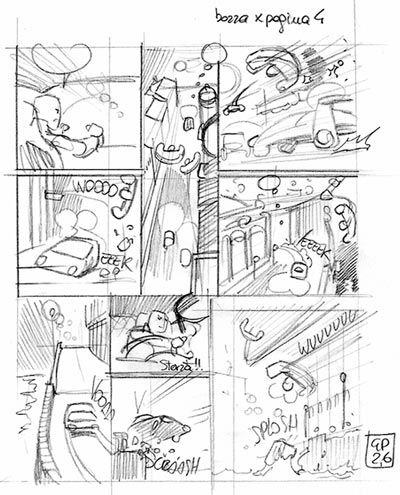 Numero 0 - Tavola 03 storyboard<br>disegni di Giacomo Pueroni<br><i>(c) degli aventi diritto</i>