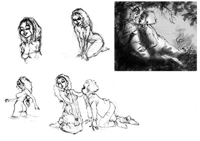 Studio Personaggi: Hansel & Grethel<br>disegni di Giovanni Rigano<br><i>(c) 2006 Soleil</i>