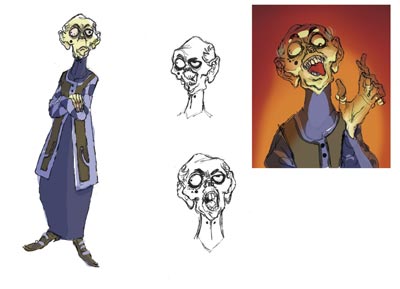Studio Personaggi: Bones<br>disegni di Giovanni Rigano<br><i>(c) 2006 Soleil</i>