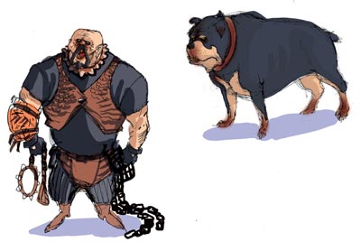 Studio Personaggi: Robweiller & rotweiller<br>disegni di Giovanni Rigano<br><i>(c) 2006 Soleil</i>