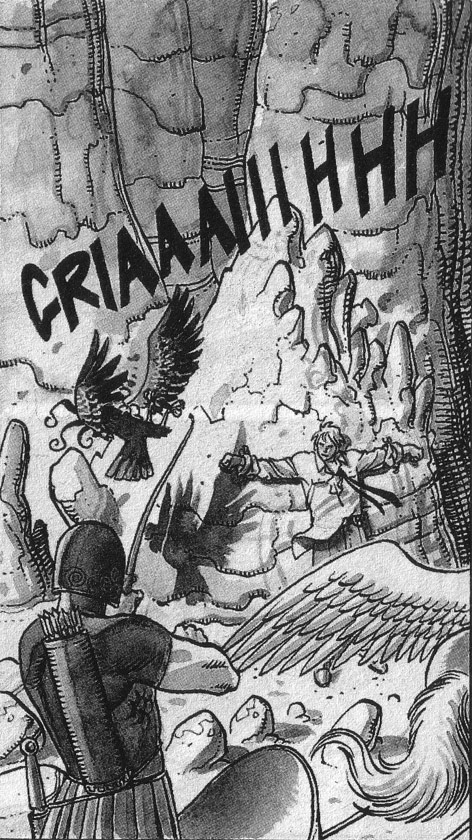 Incursione nella mitologia Incursione nella mitologia<br>disegno di Paolo Bacilieri da Napoleone 15 Tavola 60 Vignetta 1<br><i>(c) 2001 Sergio Bonelli Editore</i>