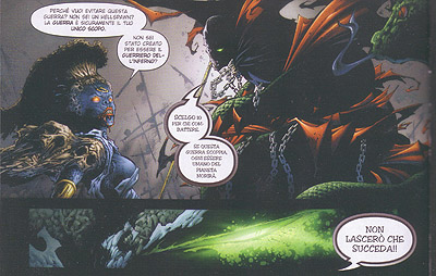 La battaglia fra Spawn e la dea Kali<br>Spawn 97, Pag. 32, disegni di Philip Tan<br><i>(c) 2006 Todd McFarlan Comics & Image Comics / Panini Comics</i>