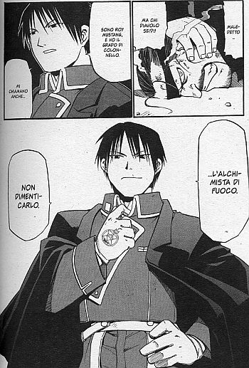 Roy Mustang si presenta. Roy Mustang si presenta.<br>un personaggio molto sicuro di s�.<br><i>(c) 2002 Hiromu Arakawa</i>