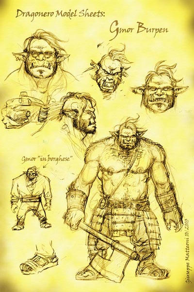 Studio Personaggi: Gmor<br>disegni di Giuseppe Matteoni<br><i>(c) 2007 Sergio Bonelli Editore</i>