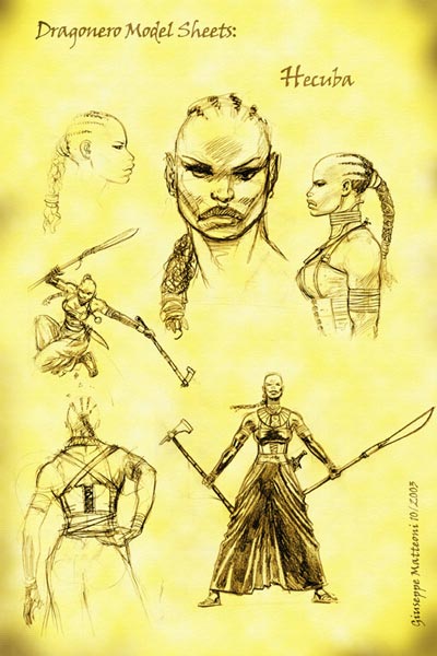 Studio Personaggi: Hecuba<br>disegni di Giuseppe Matteoni<br><i>(c) 2007 Sergio Bonelli Editore</i>