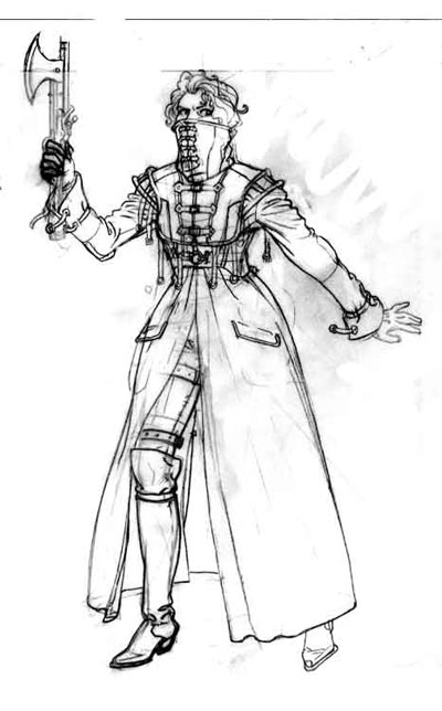 Studio Personaggi: Myrva<br>disegni di Giuseppe Matteoni<br><i>(c) 2007 Sergio Bonelli Editore</i>