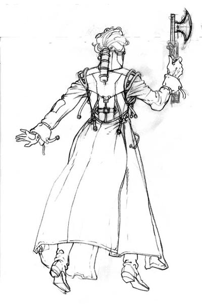 Studio Personaggi: Myrva<br>disegni di Giuseppe Matteoni<br><i>(c) 2007 Sergio Bonelli Editore</i>
