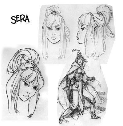 Studio Personaggi: Sera<br>disegni di Giuseppe Matteoni<br><i>(c) 2007 Sergio Bonelli Editore</i>