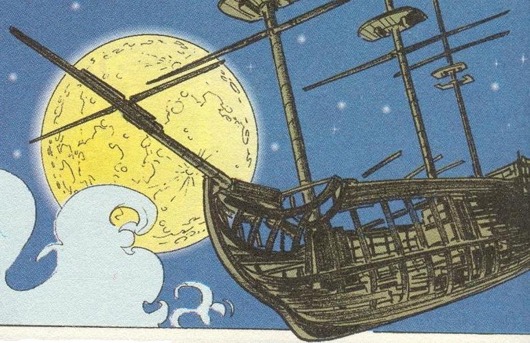 L'abbraccio lunare attorno al galeone<br>disegni di Bruno Brindisi<br><i>(c) 1996 SBE</i>