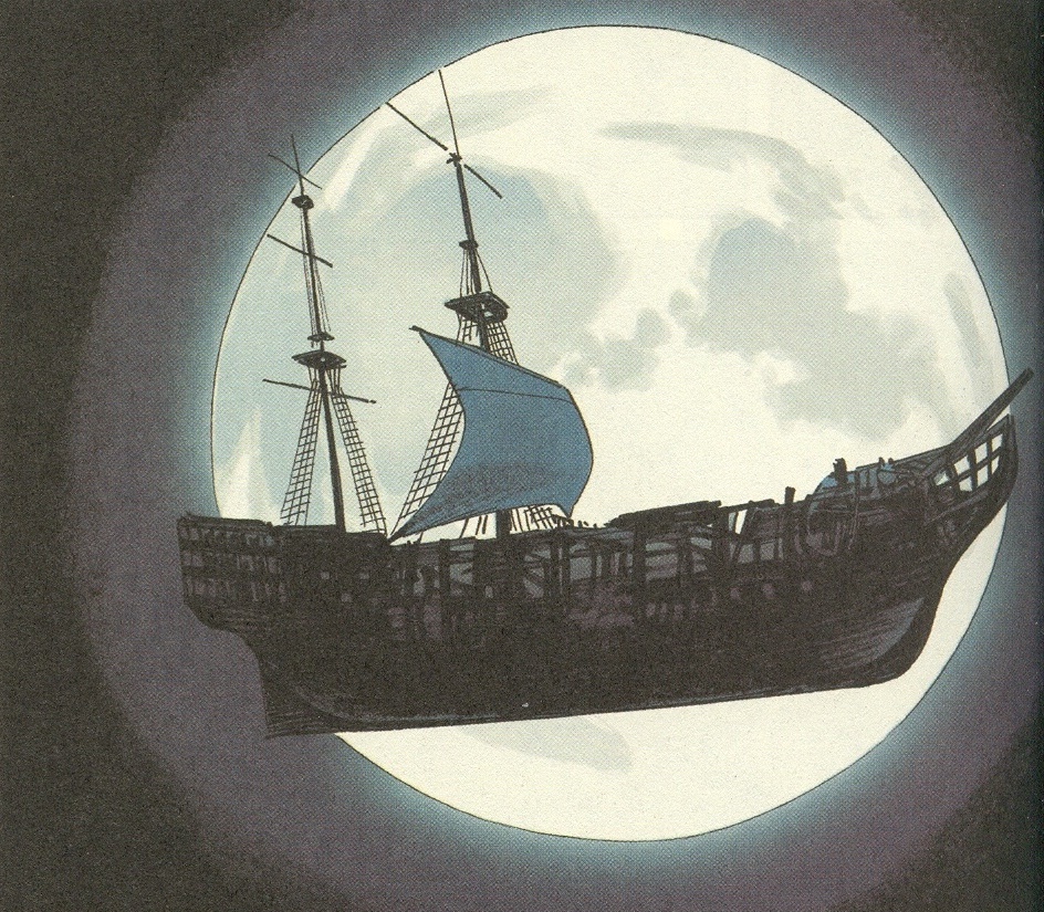 l'abbraccio lunare attorno al galeone/2<br>disegni di Bruno Brindisi<br><i>(c) 2007 SBE</i>