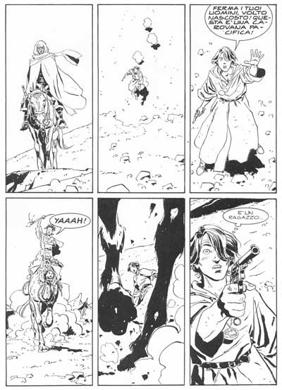 Tavola tratta dal numero 1<br>disegni di Goran Parlov<br><i>(c) 2007 Sergio Bonelli Editore</i>