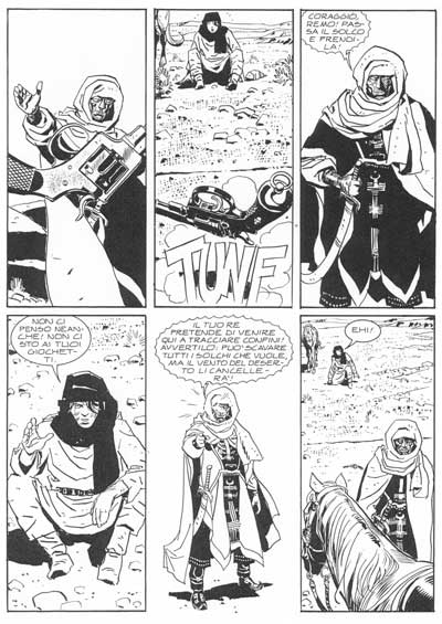 Tavola tratta dal numero 1<br>disegni di Goran Parlov<br><i>(c) 2007 Sergio Bonelli Editore</i>