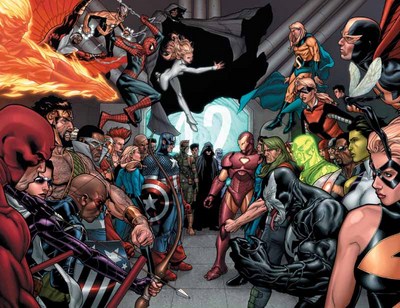 Da che parte volete stare? Da che parte volete stare?<br>disegno di Steve McNiven<br><i>(c) 2006 Marvel Comics</i>