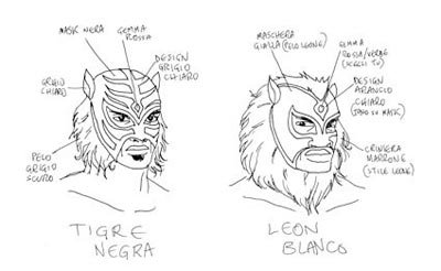 Studio per il design di Tigre Negra e Leon Blanco (2007)<br>disegni di Matteo Casali<br><i>(c) 2007 Matteo Casali</i>
