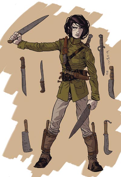 Studio Personaggi: Nadia<br>disegni e colori di Francesco Biagini<br><i>(c) 2007 Soleil</i>