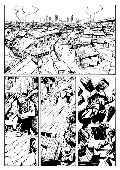 Tavola 1 - Gli Scorpioni numero 1<br>disegni di Francesco Bonanno<br><i>(c) 2008 Salvatore Taormina</i>
