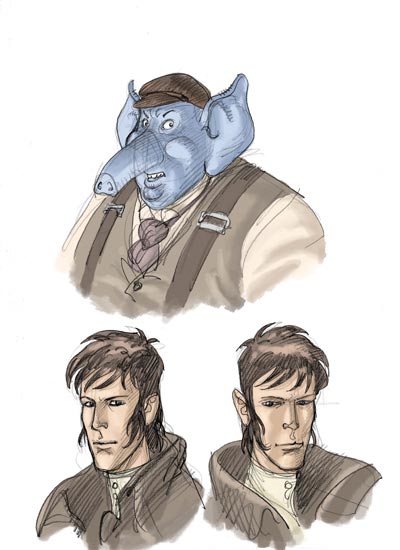 Studio Personaggi: Lazlo & Merrik<br>disegni di Marco Nizzoli<br><i>(c) 2008 Black Velvet Editrice</i>