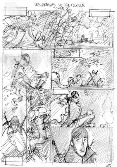 Tavola 01 - storyboard<br>disegni di Marco Nizzoli<br><i>(c) 2008 Black Velvet Editrice</i>