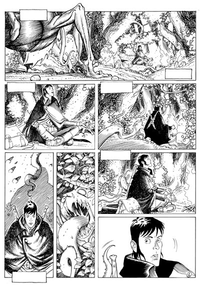 Tavola 01 - chine<br>disegni di Marco Nizzoli<br><i>(c) 2008 Black Velvet Editrice</i>