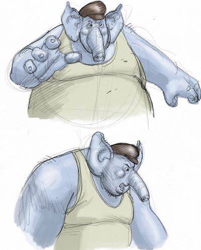 Studio Personaggi: Merrick<br>disegni di Marco Nizzoli<br><i>(c) 2008 Black Velvet Editrice</i>