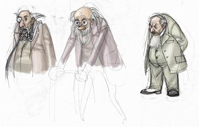 Studio Personaggi: Vecchiardi<br>disegni di Marco Nizzoli<br><i>(c) 2008 Black Velvet Editrice</i>