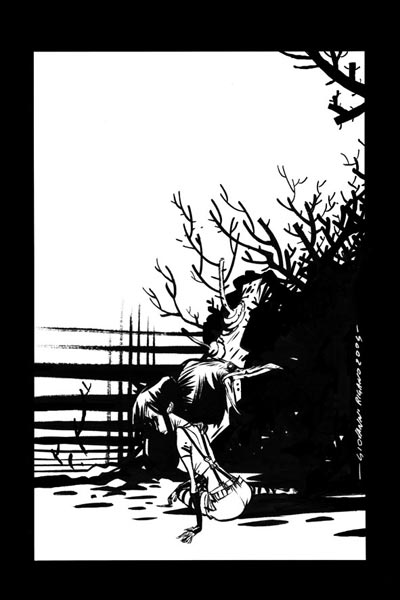 Illustrazione scartata<br>disegni di Giovanni Rigano<br><i>(c) 2008 Edizioni BD - Barzi - Rigano</i>