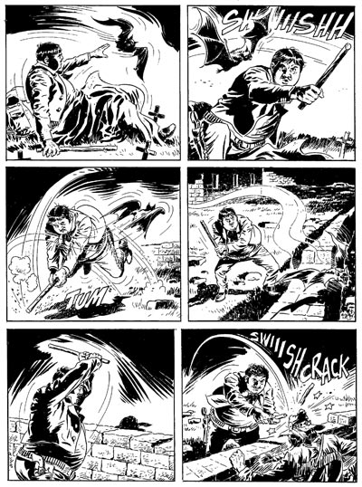 Tavola tratta da "Le ali nere della notte"<br>disegni di Raffaele Della Monica<br><i>(c) 2008 Sergio Bonelli Editore</i>